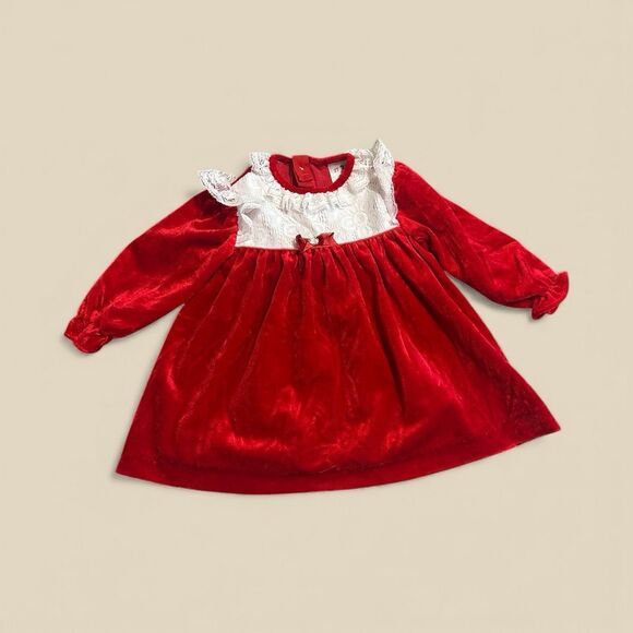 1980’s Vintage Sears Red Velvet Holiday Dress Size 2T Made In USA Christmas - Picture 1 of 2